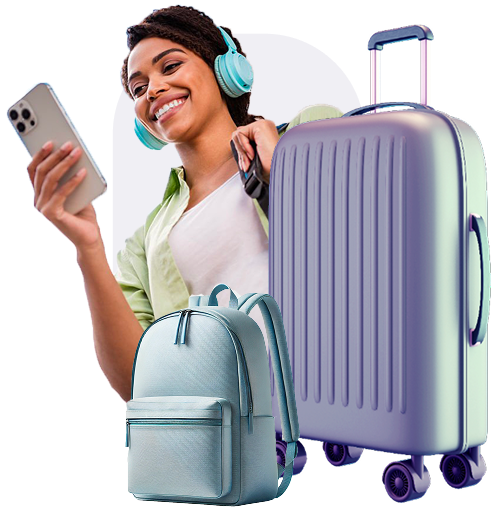 Woman with luggage using Nannybag